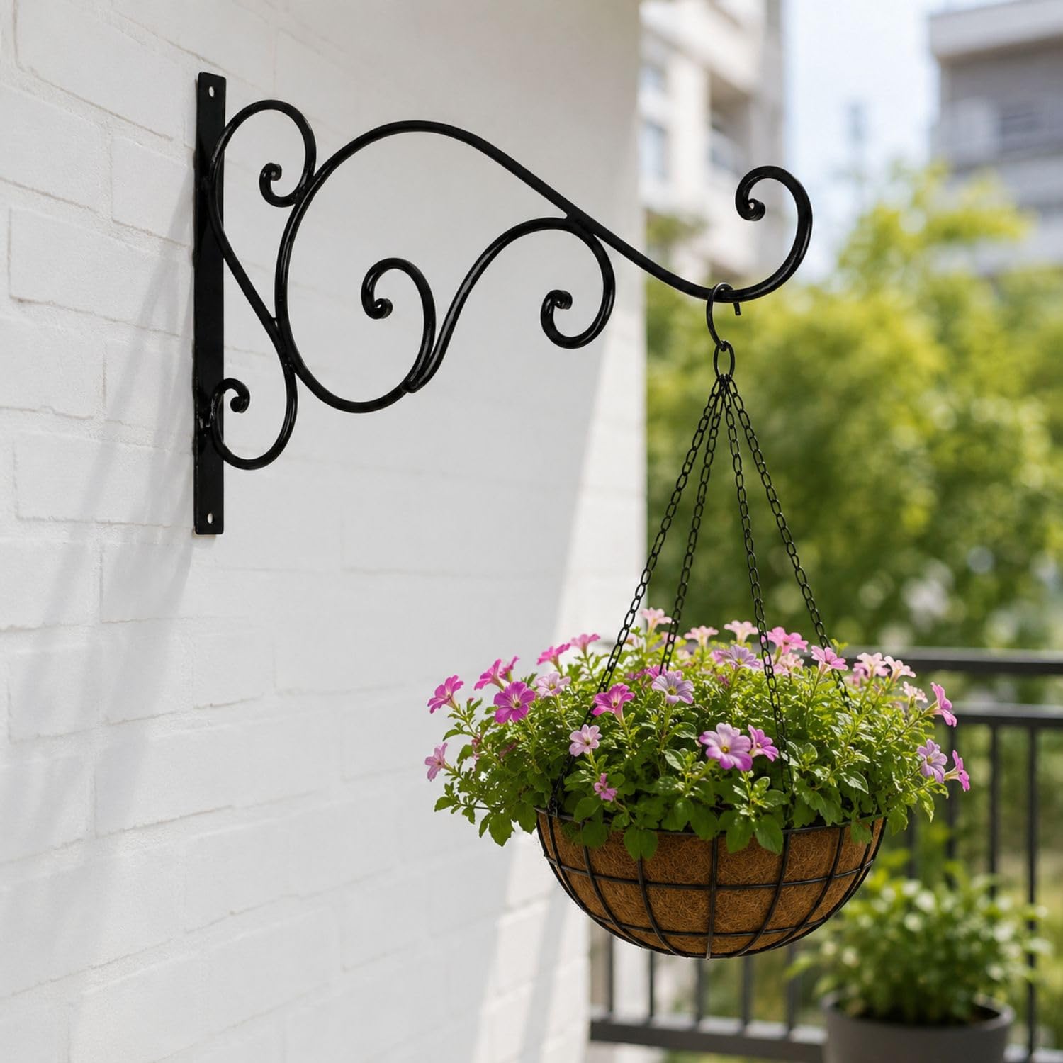 Black Metal Wall Mounted Plant Hanger Bracket for Hanging Planters, Decorative Iron Plant Hook with Curved Scroll Design for Balcony, Patio, Garden & Home Décor-image-29