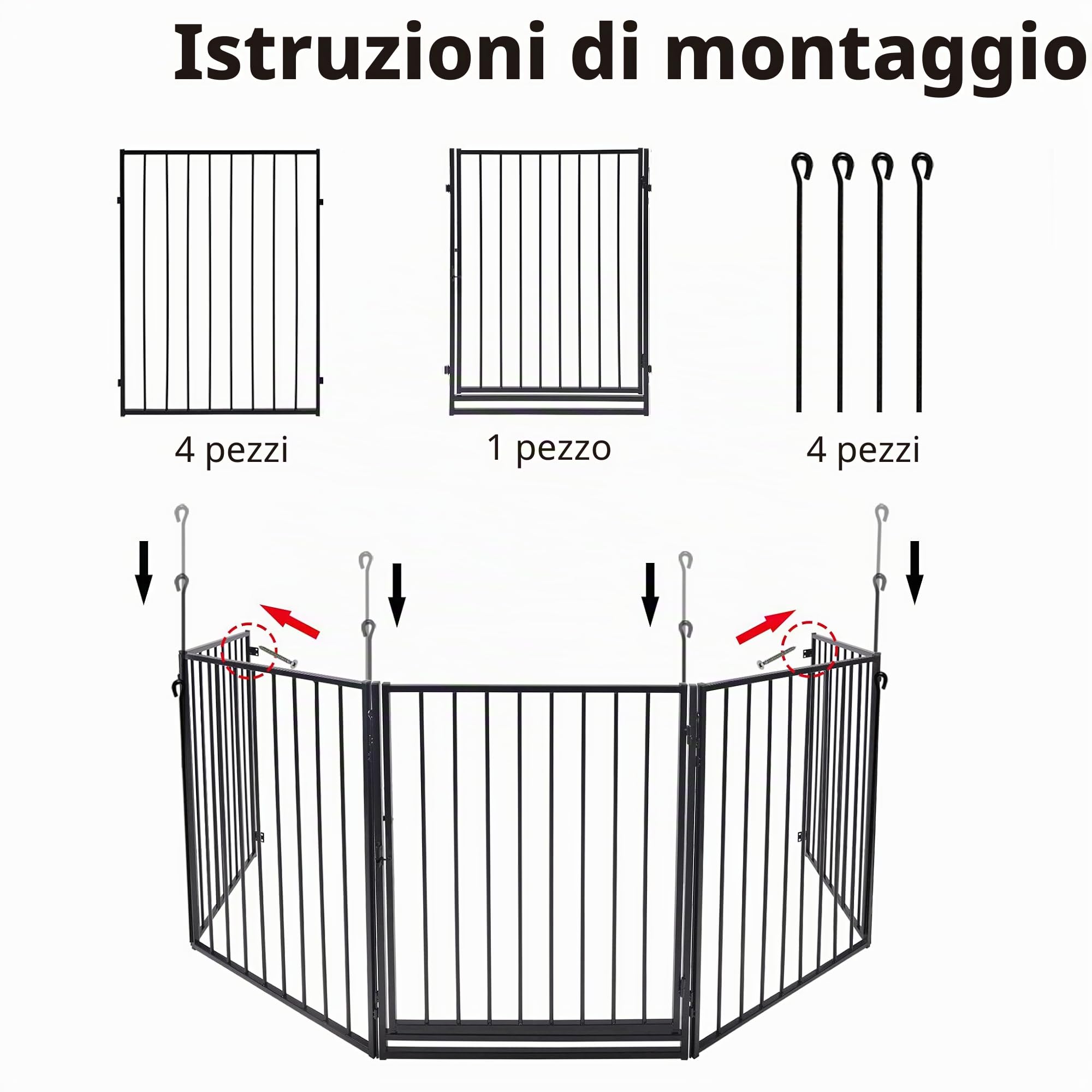 LZQ Griglia di protezione per camino con porta nera, 5 pezzi, lunghezza totale 305 cm, griglia di protezione per porta pieghevole, per bambini e animali domestici