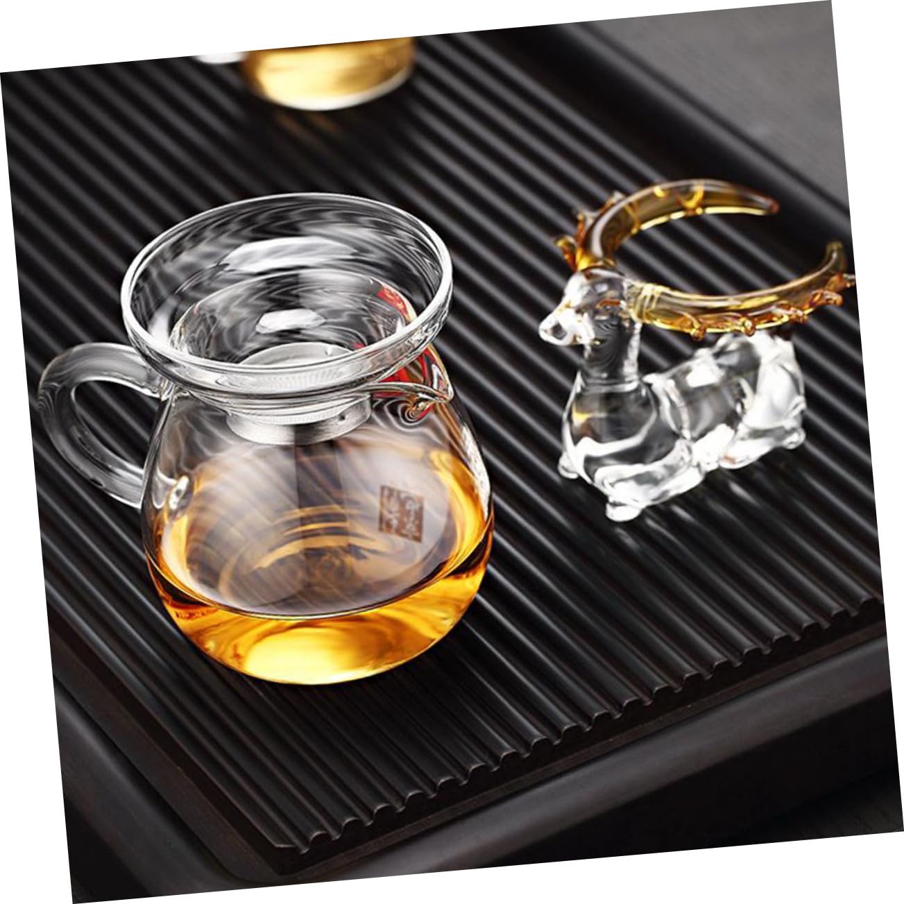 Filtro De Té De Vidrio Transparente Diseño De Ciervo Colador Creativo Resistente Al Calor Herramienta Para Filtrar Té Casero Set