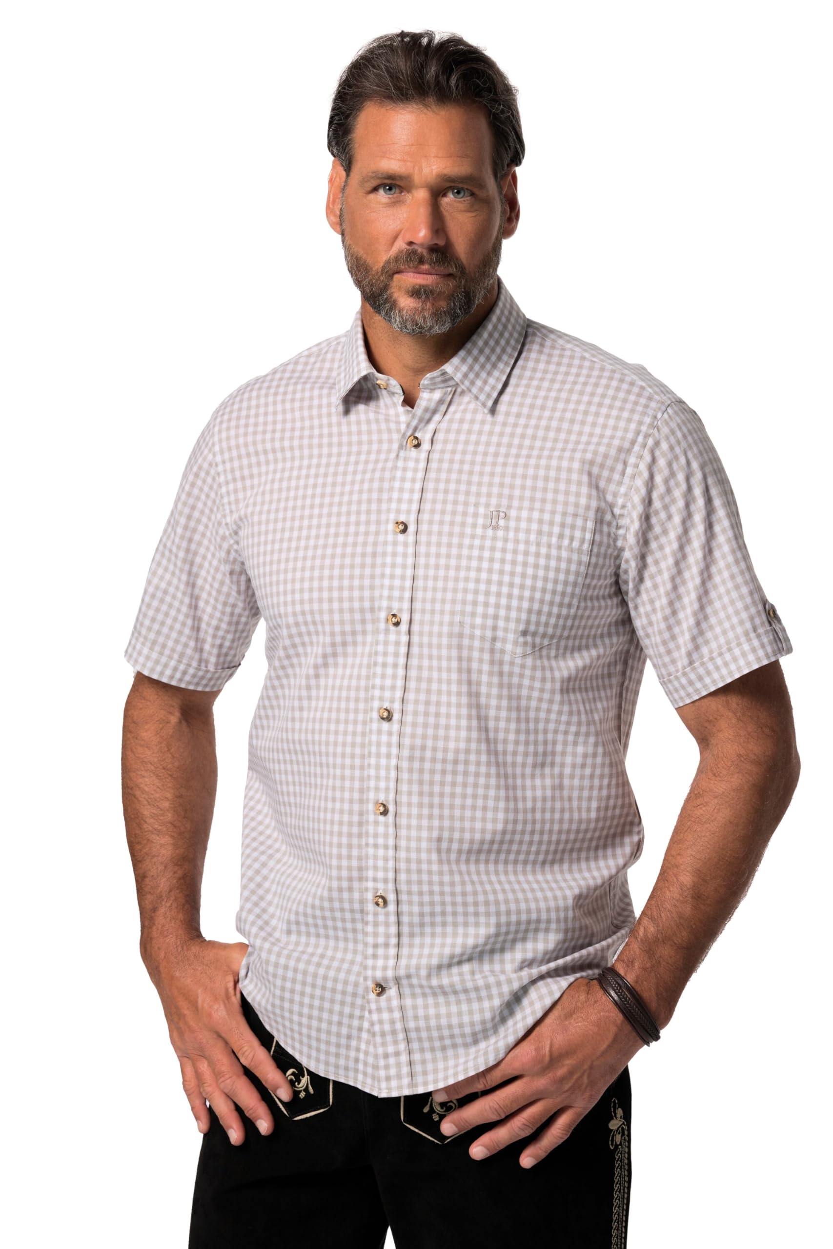 JP 1880 Herren große Größen Übergrößen Menswear L-8XL Karohemd, Tracht, Langarm, Buttondown-Kragen, Modern Fit 748509
