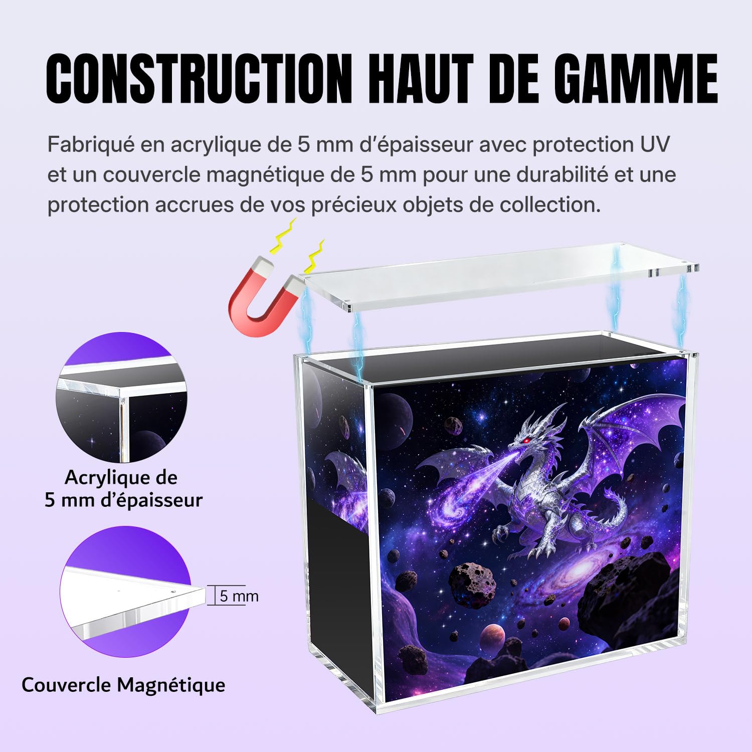 Mcbazel Boîte d'Exposition en Acrylique de 5 mm pour Elite Trainer Box, Protection UV, Boîte Protectrice Magnétique ETB, Boîte de Rangement Transparente Compatible avec Les Elite Trainer Boxes PKMN