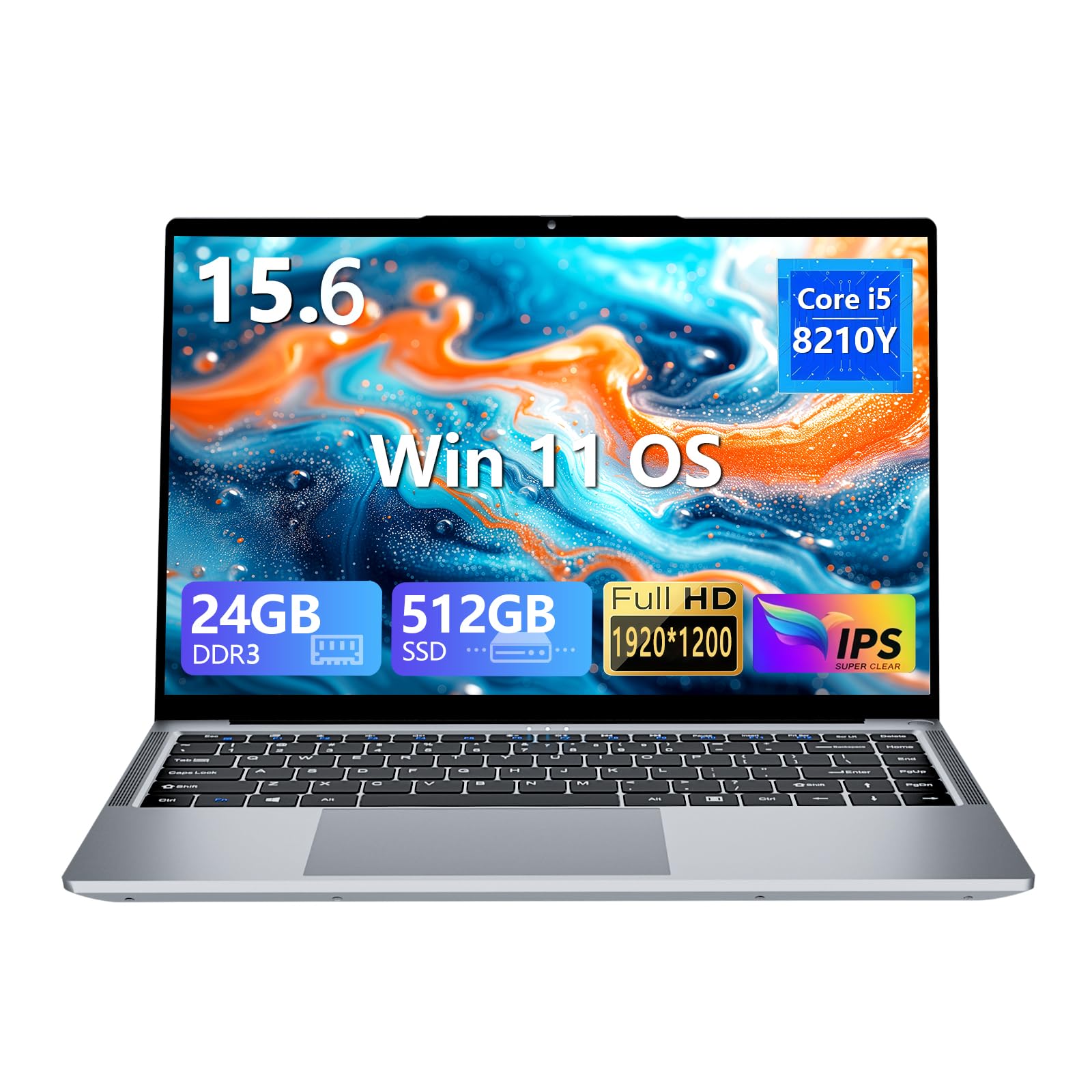 Ordenador portati 15.6 Pulgadas, Portátil Core I5 hasta 3,60 GHz, Win 11 PC Portatil 24GB RAM 512GB SSD, Laptop1920 x 1200 IPS FHD para , Type-C+TF+USB3.0+BT5+WIFI5, Apto para estudiar y trabajar