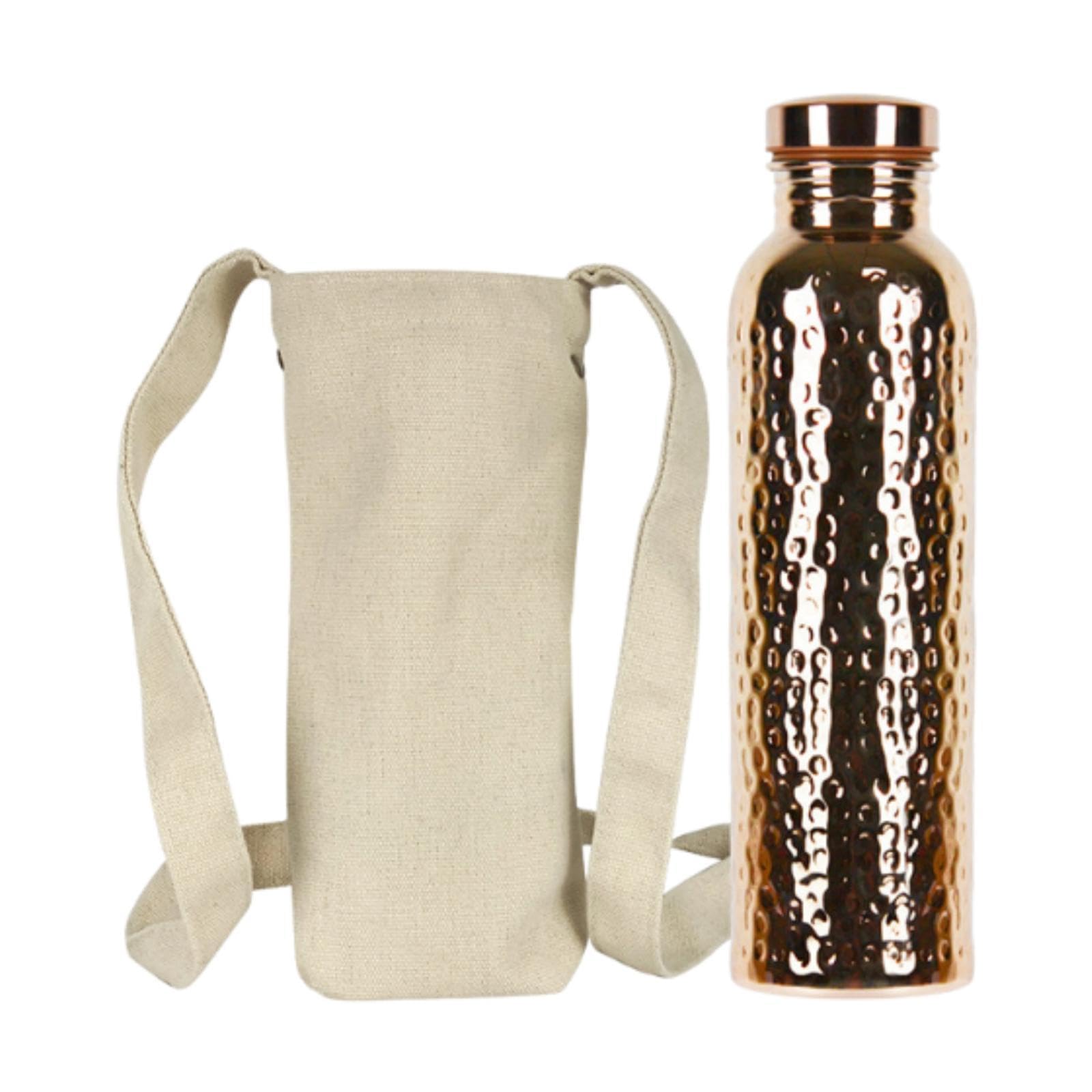Bouteille D'eau Portable En Cuivre, Fabriquée à La Main, Idéale pour La Randonnée et Les Activités de Plein Air.