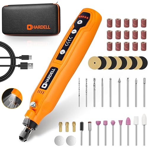 HARDELL Mini Cordless Rotary Tool, 5-Speed and USB Charging Rotary Tool Kit with 69 Accessories, Multi-Purpose 3.7V Power Rotary Tool for Sanding, Polishing, Drilling, Etching, Engraving, DIY Crafts