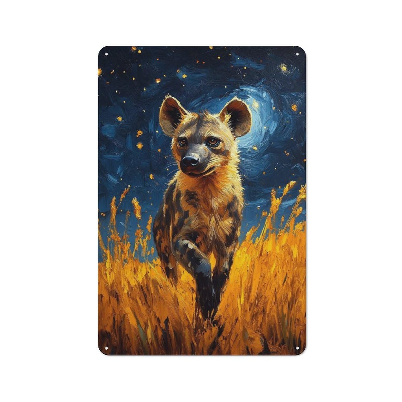 Junmoney Style-5 Industrial Hyena In The Night Painting Retro Metal Sign 30X20cm, Shed Wall Plaque For Garage, Workshop, Shed Or Utility Room