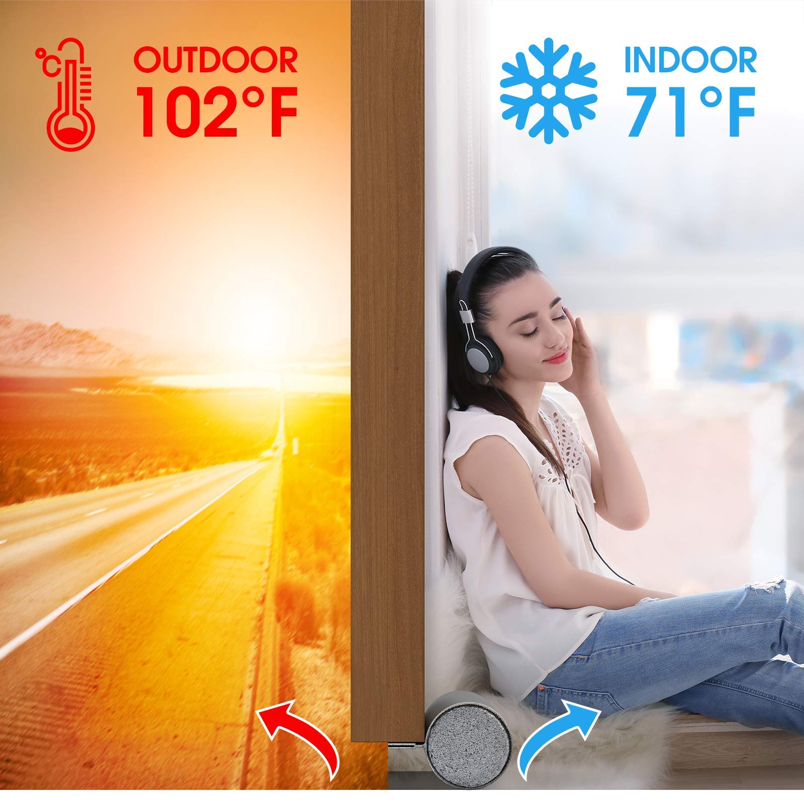 Bidakid Twin Door Draft Stoppers,2 Pack Draft Blocker for Bottom of