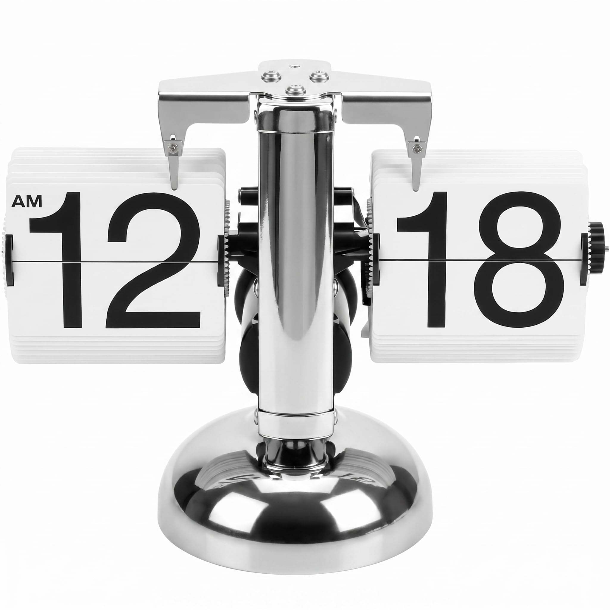QWORK® Retro Flip Clock Tischuhr mit Quarzwerk, Mechanische Klappzahlenuhr, Silber Automatisches Umblättern, für Wohnzimmer, Büro & Arbeitszimmer