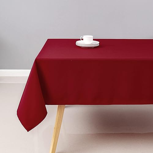 Wewoch Mantel rectangular rojo resistente al agua lavable de poliéster para comedor, cocina, fiestas, bodas y uso al aire libre, 60 x 84 pulgadas