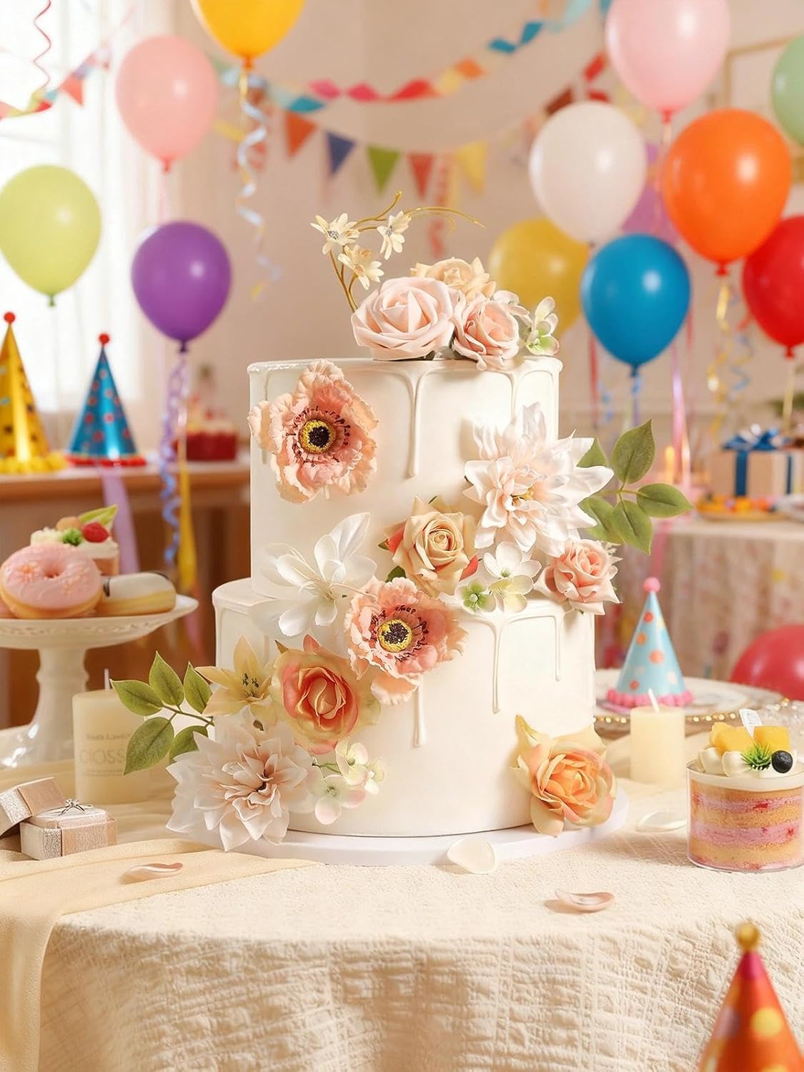 Artificial Flowers,Champagne Pink Silk Fake Flowers for DIY Wedding Bridal Bouquets, Wedding Cake Flowers for Table Centerpieces Baby Shower Birthday Party Home Decorations - Image 5