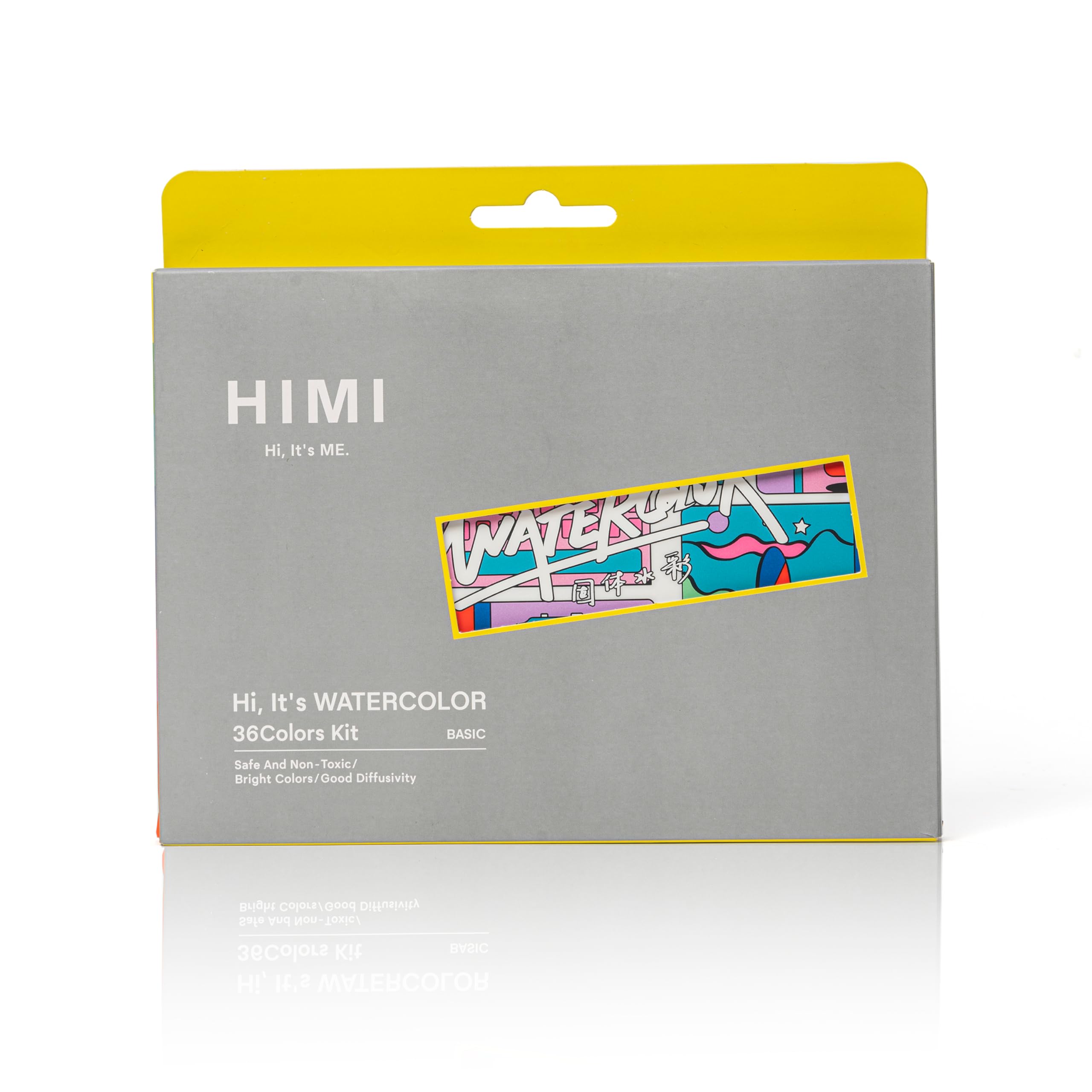 HIMI Watercolour Kit 36 Colours in Half-Pans Plus Waterbrush, Plastic Case, Pigments, Gum Arabic, Painting Set for Artist, Art Kit Material, Sketching, Paint Art, Travel Accessories, Lightfast Paints