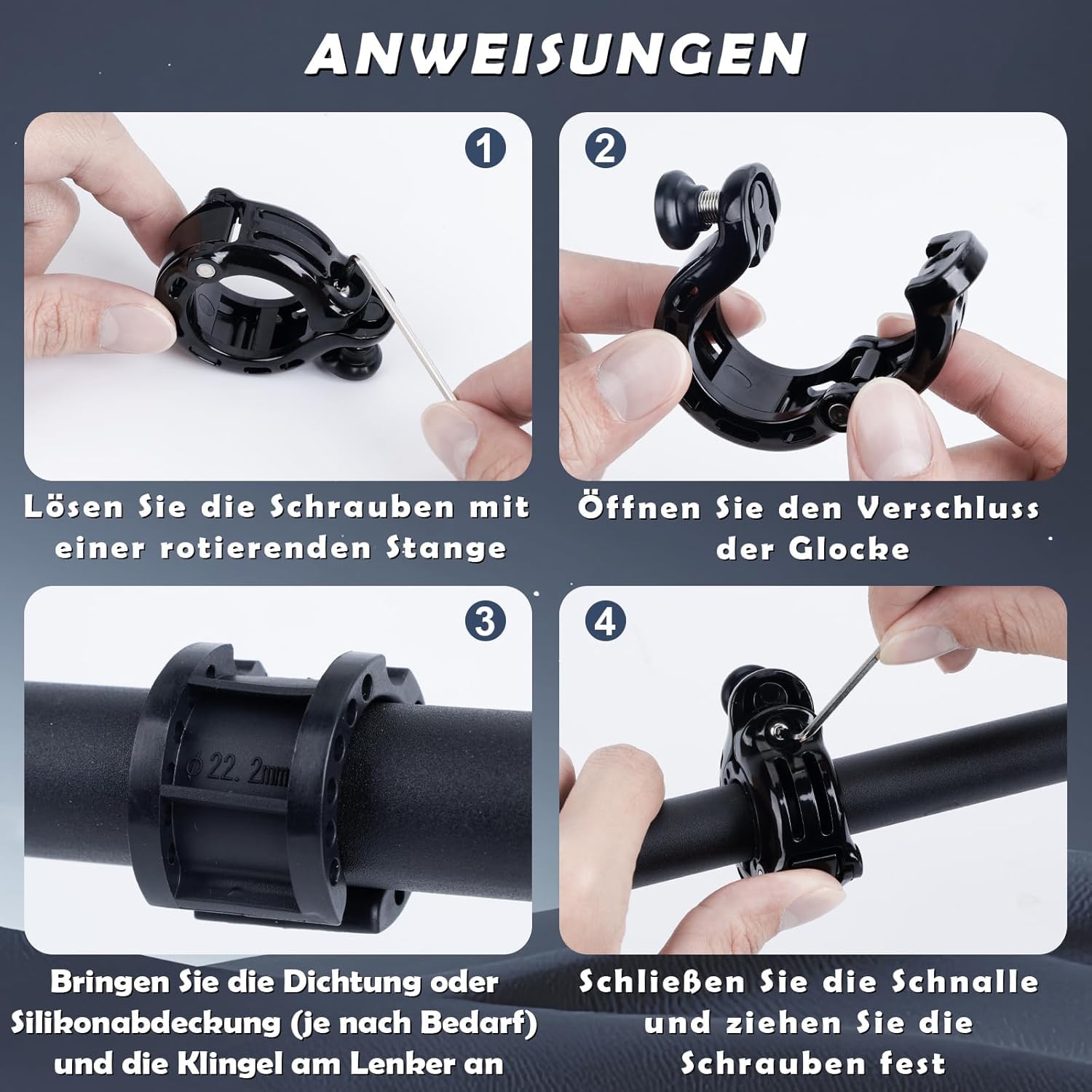 Fahrradklingel, Innovative Aluminiumlegierung 110dB Klingel laut Mini Klingel Fahrrad, 2026 Neue Aufrustung Fahrradhupe Fahrradglocke 22-31.8mm Lenker