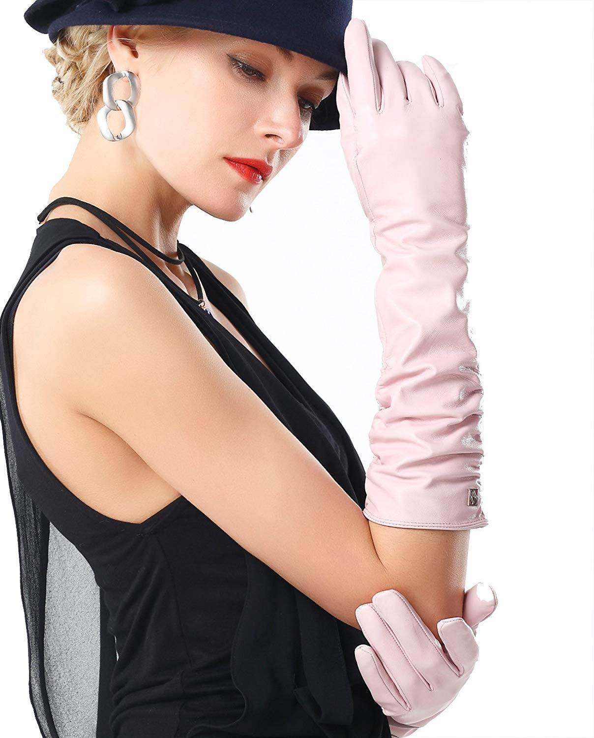 Unisex-Dorosłe Rękawiczki Rękawiczki Damskie Moda Zimowa Ciepłe Skórzane Długie Proste Efektowne Rękawiczki Jednolite Kolory Wodoodporne Rękawiczki/Pink 1/S