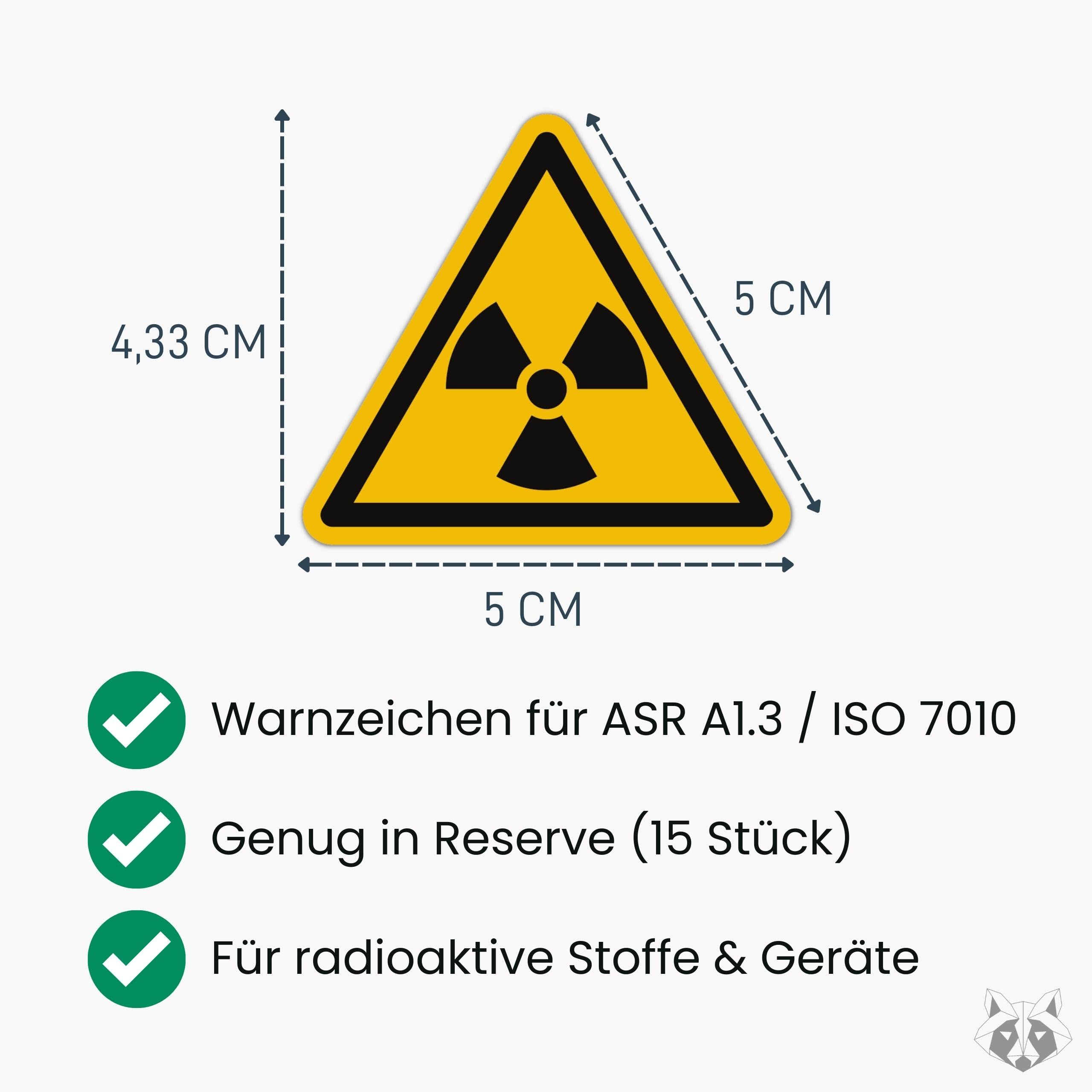 Radioactive Stickers (Pack of 15, 50 mm), Danger Symbols Ionising Radiation - Image 2