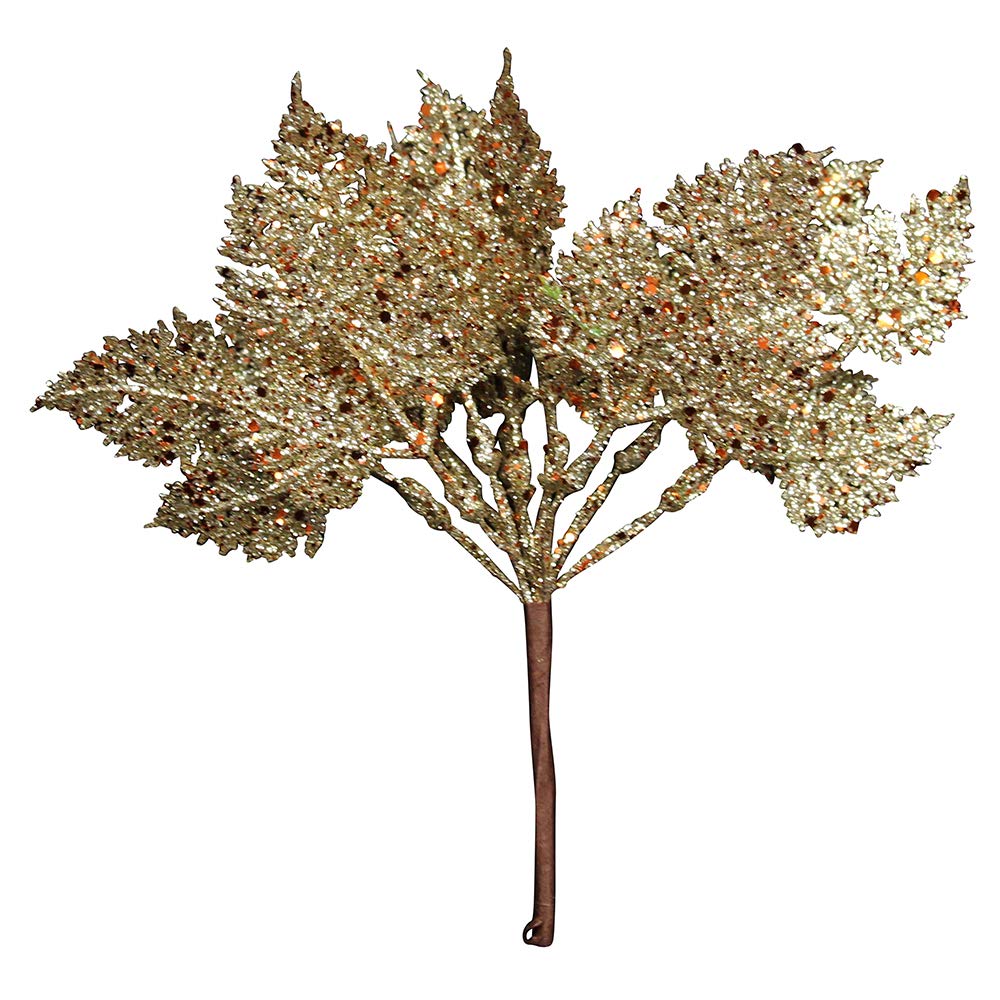 Gisela Graham Gold Glitter Leaf Pick
