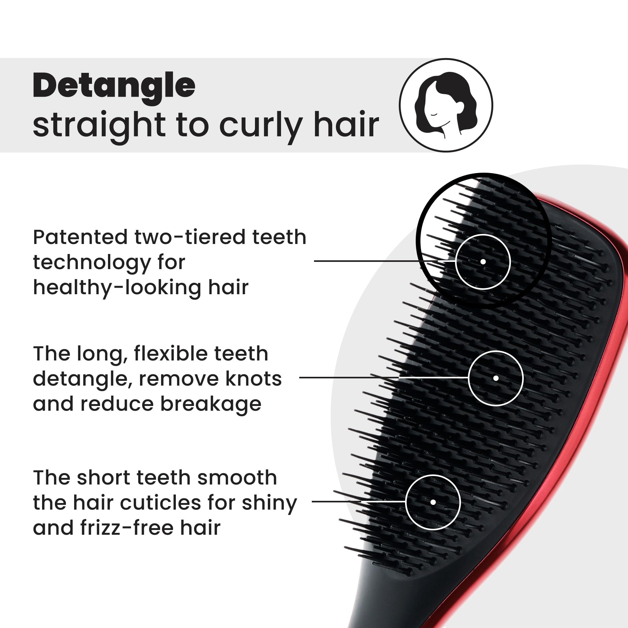 The Devil Wears Prada X Tangle Teezer Ultimate Detangler Brush for Wet & Dry Hair, Eliminates Knots & Reduces Breakage for Straight to Wavy Hair Types, Limited Edition Red Metallic - 2
