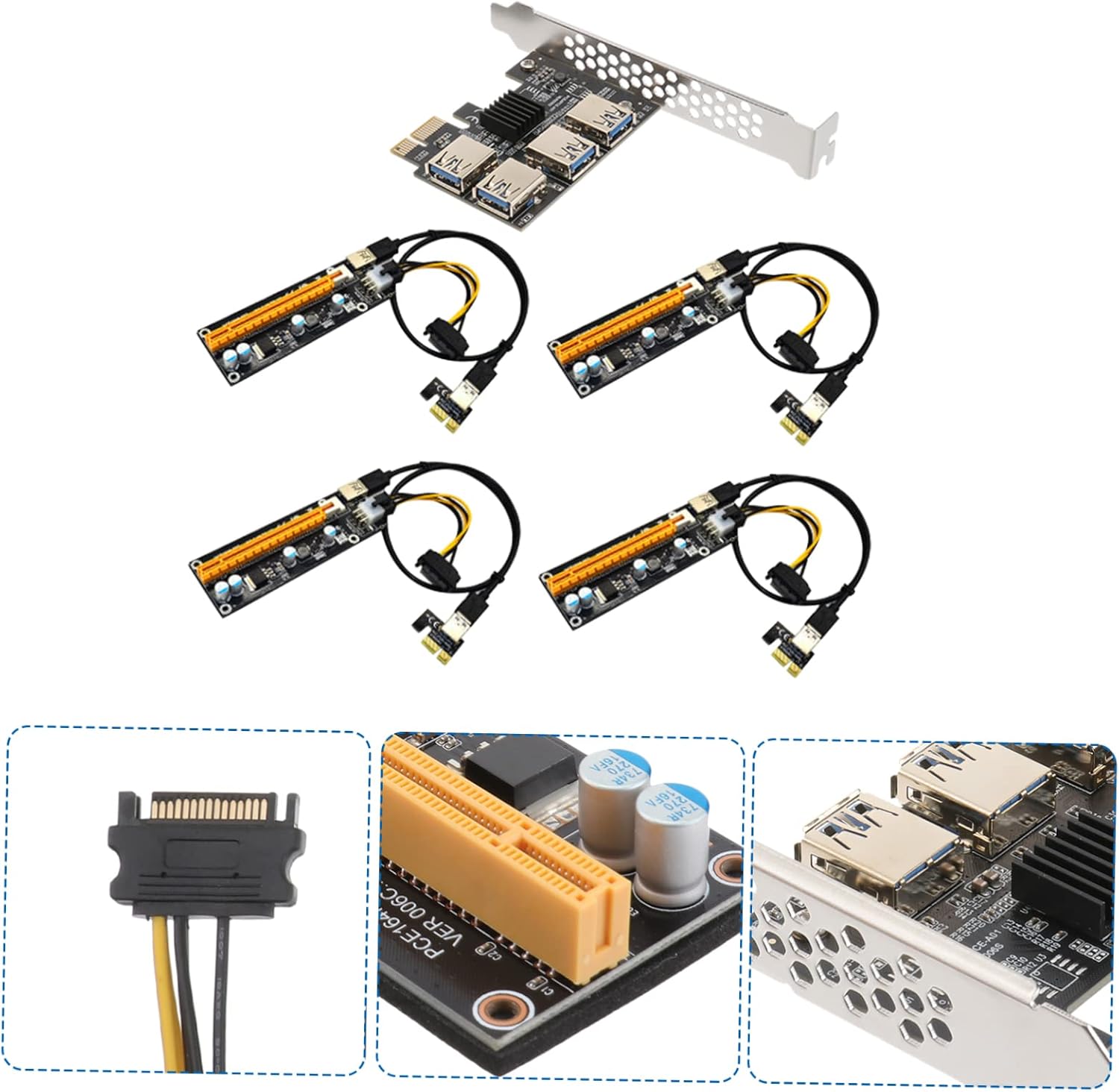Pci-e to USB Expansion Card to Pci-e Riser Adapter for Mining Easy Installation with High Reliability Play Design for Gpu Connectivity