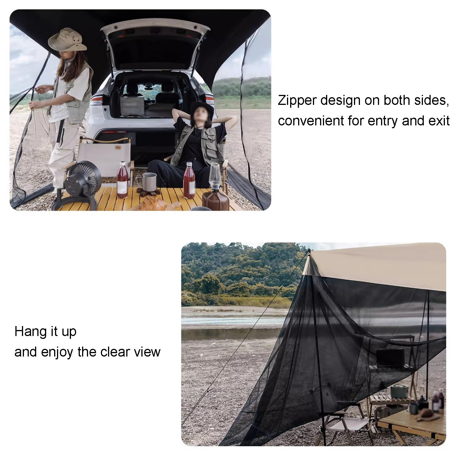Toldo Coche, Toldo Caravana, Toldo Furgoneta Camper, Toldo Furgoneta Portátil, Ventilación con Mosquitera, for Acampar al Aire Libre, Fácil Instalación