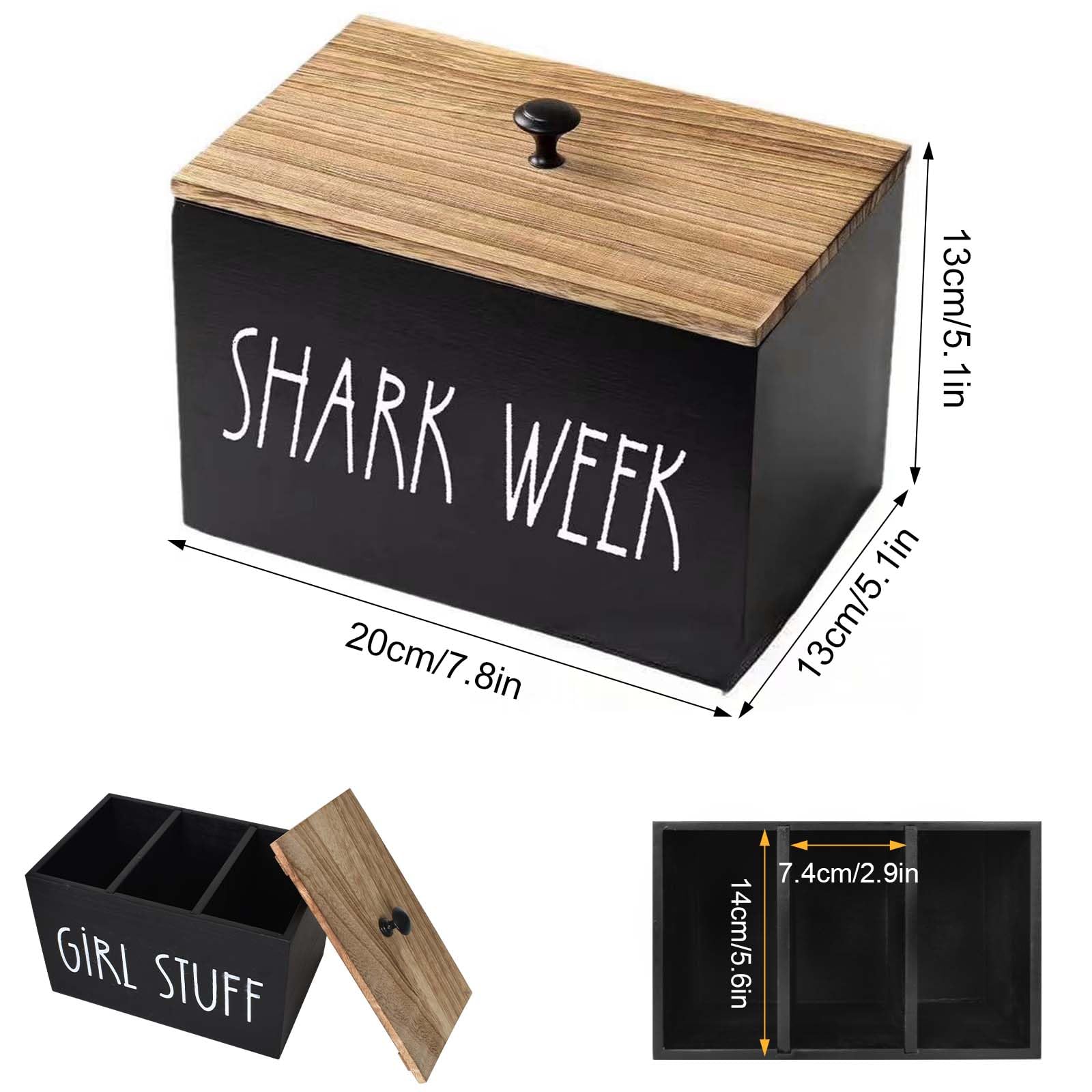 SAVOSWEET Houten badkamer bufferhouder badkamer opbergbak met deksel houten beweegbare scheidingswand organizer vrouwelijke organizer (zwart