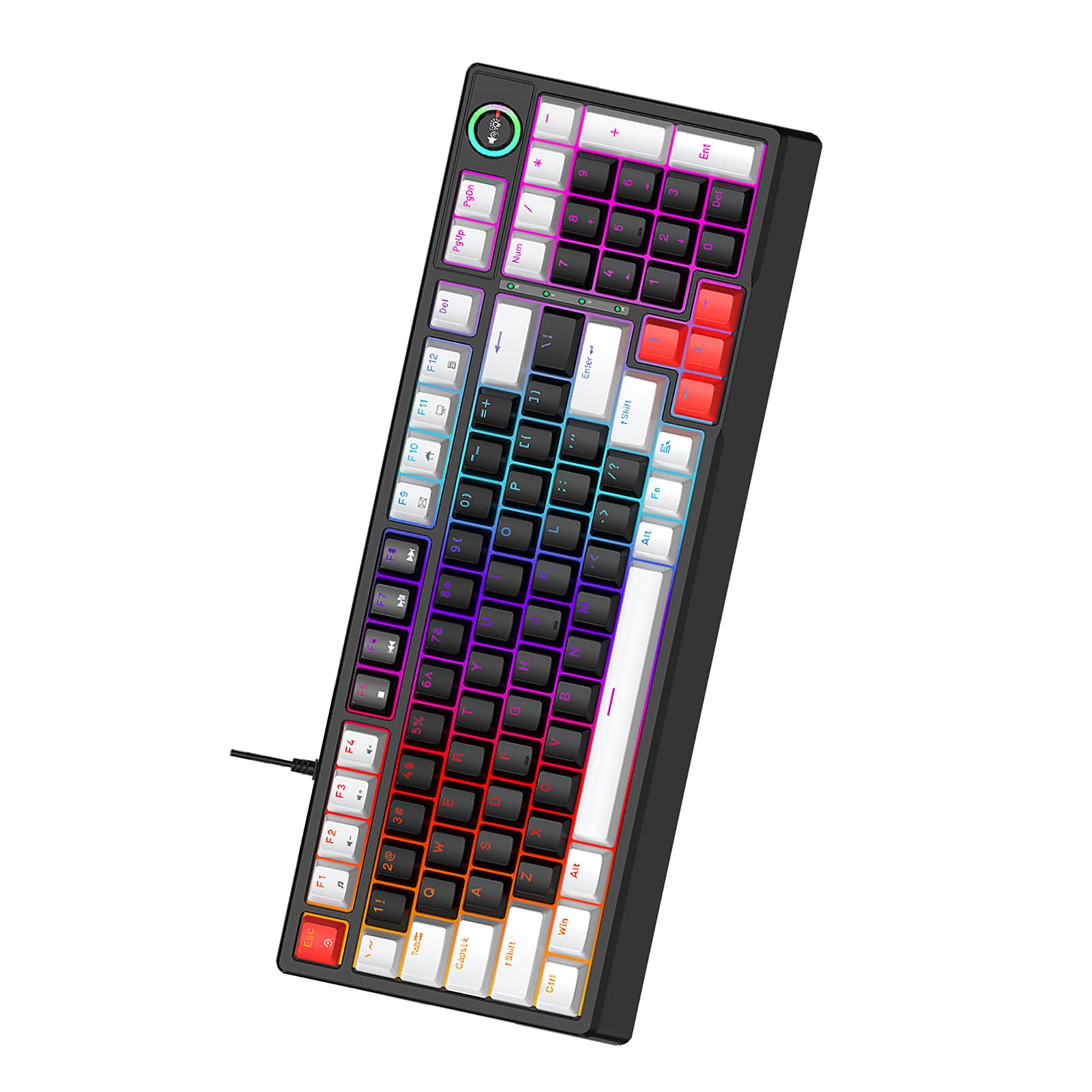 Tastiera Meccanica T50 RGB, Tastiera con Interruttore Blu Sostituibile a Caldo da 98 Tasti, con Illuminazione Dinamica e Controllo Tramite Manopola, Ideale per Giochi per Computer, (#2)