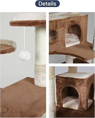 Miniatura 6 de HYABi Torre de gato de árbol de gato de 56 pulgadas poste de agarre de sisal para gato centro de actividades de gatitos gris claro