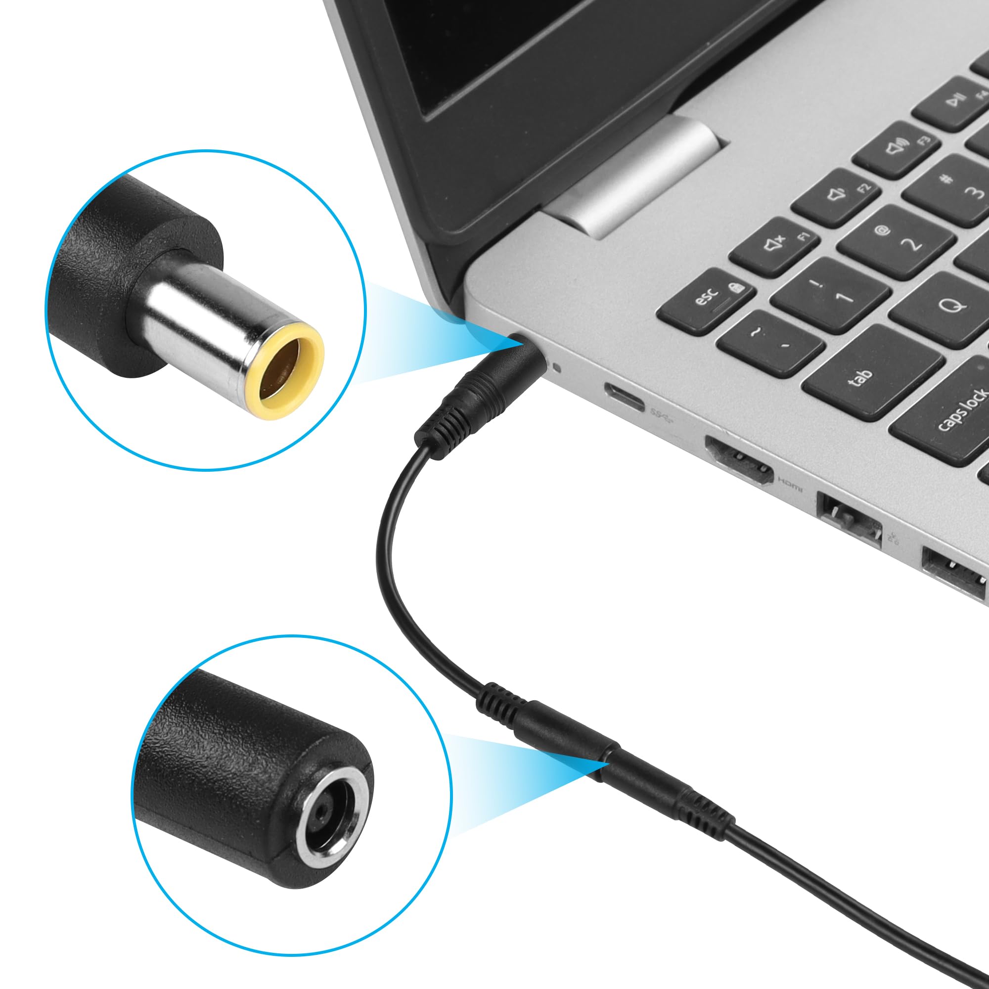 Câble Adaptateur DC 5,5x2,5 Mm Mâle Vers 4,5x3,0 Mm Femelle - 15 Cm - Lot De 2 - Pour Charge Ordinateur Portable