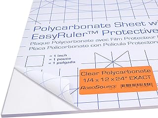 Polycarbonate Clear Plastic Sheet 12" X 24" X 0.236" (1/4") Exact with EasyRuler Film, Shatter Resistant, Easier to Cut, Bend, Mold Than Plexiglass. Window Panel, Hobby, Home, DIY, Industrial, Crafts