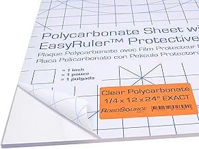 Lámina de plástico transparente de policarbonato de 12 x 24 x 0.236 pulgadas (1/4 pulgadas), exacta con película EasyRule...
