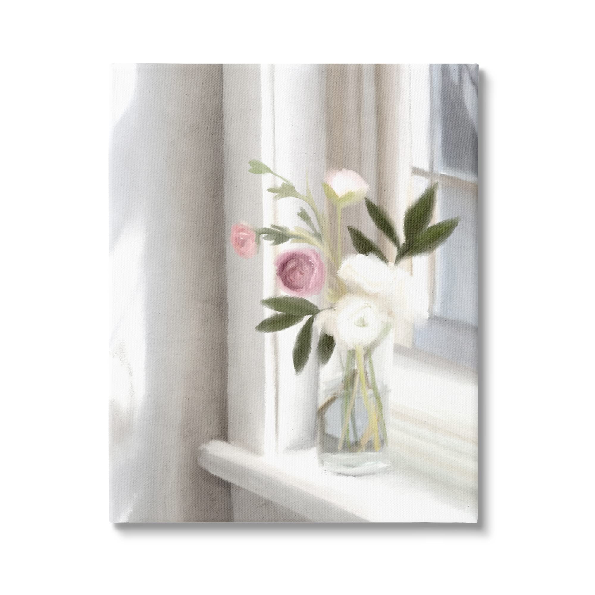 Stupell Industries Sunlit Flower Bouquet Blooming White Petals Windowsill, Design by Leah Straatsma