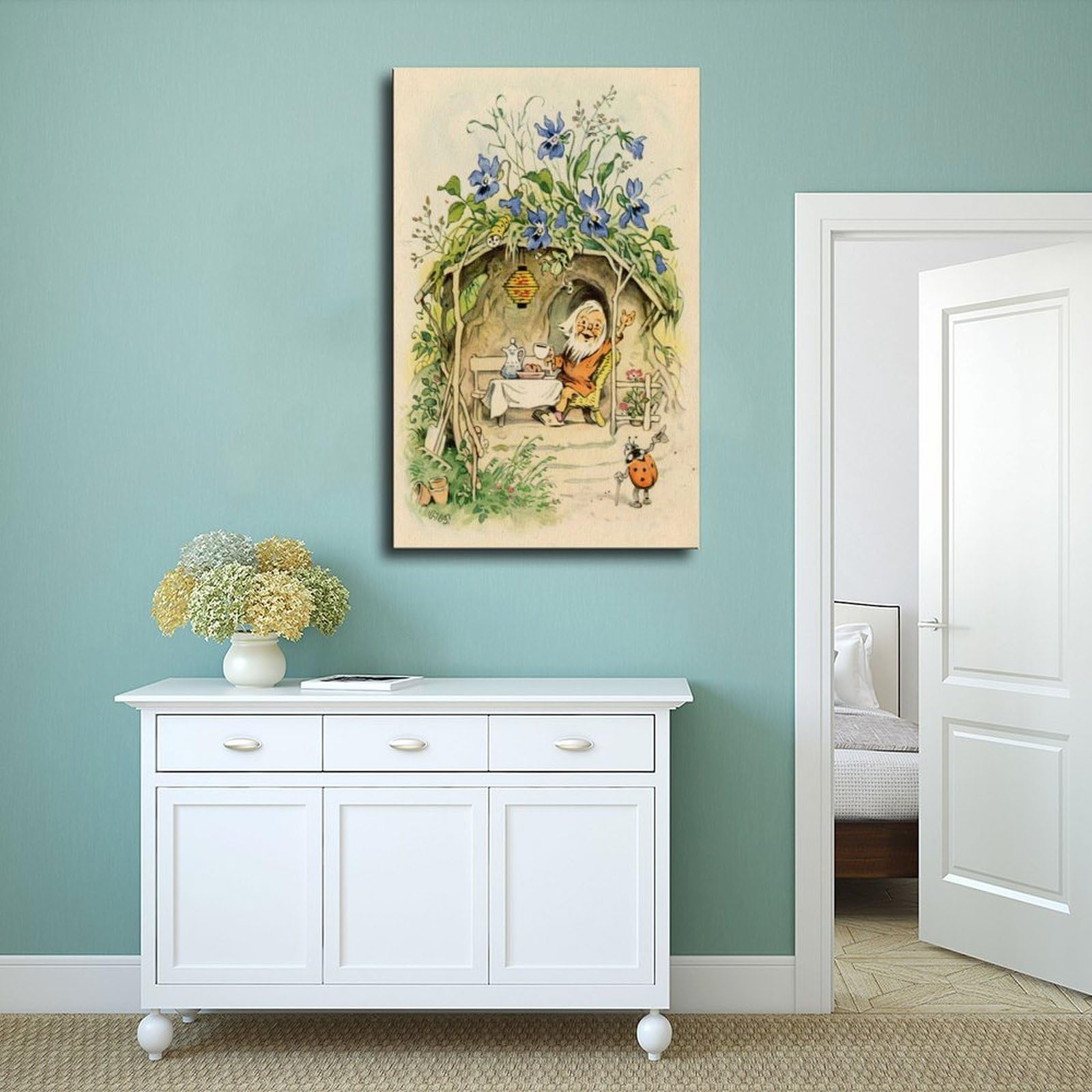 WCYB Fritz Baumgarten - Póster de cuento de hadas vintage con diseño de gnomo para colgar en la pared, 40,6 cm de largo x 61 cm de ancho