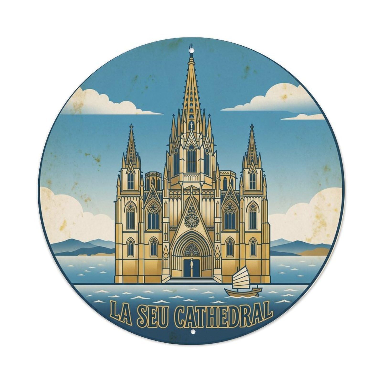 Olhnbad Style Seu Cathedral Palma Mallorca Heritage Landmark Metal Tin Sign