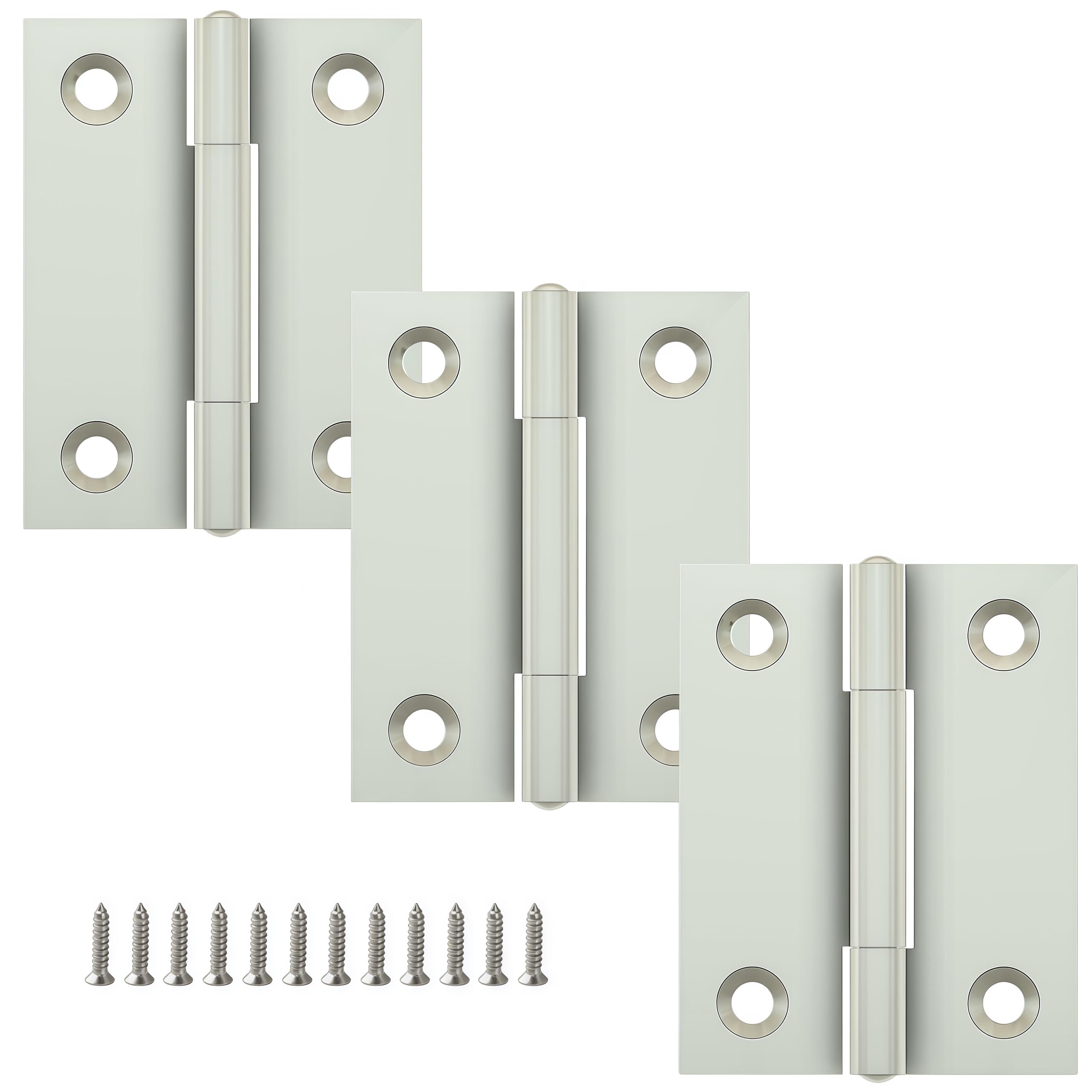 Vbnexyr Regular Hinge 3 Pack Stainless Steel Folding Hinges For Cabinets Casement Hinges And Door/Window Hardware With Screws 50 * 39 * 1.5Mm [Steel Core]