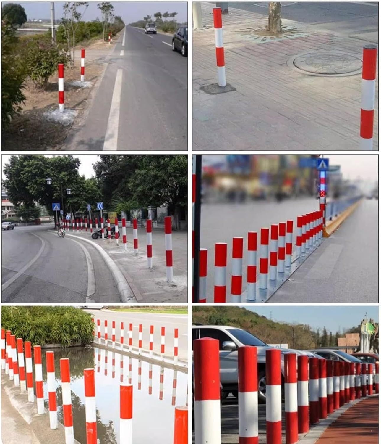 Bolardo de seguridad vial, poste delimitador, cono canalizador, poste de barrera de estacionamiento, poste de barrera industrial para construcción y accesos, con pernos de anclaje gratuitos (75 x 8,