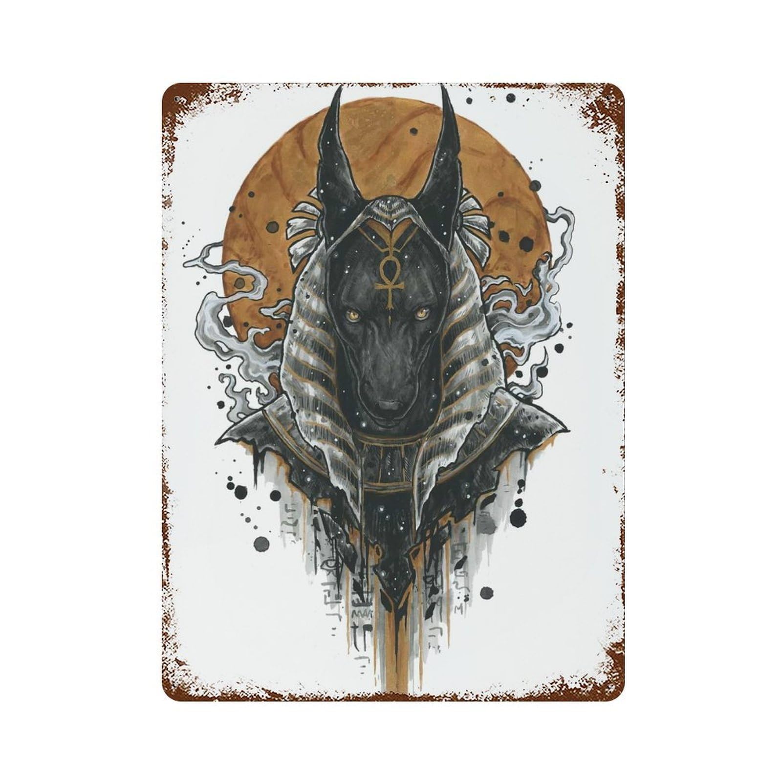 Anubis Vintage Metal Tin Sign 15.7"x11.8", Farmhouse Wall Decor for Patio, Garden Room And Bar Decor