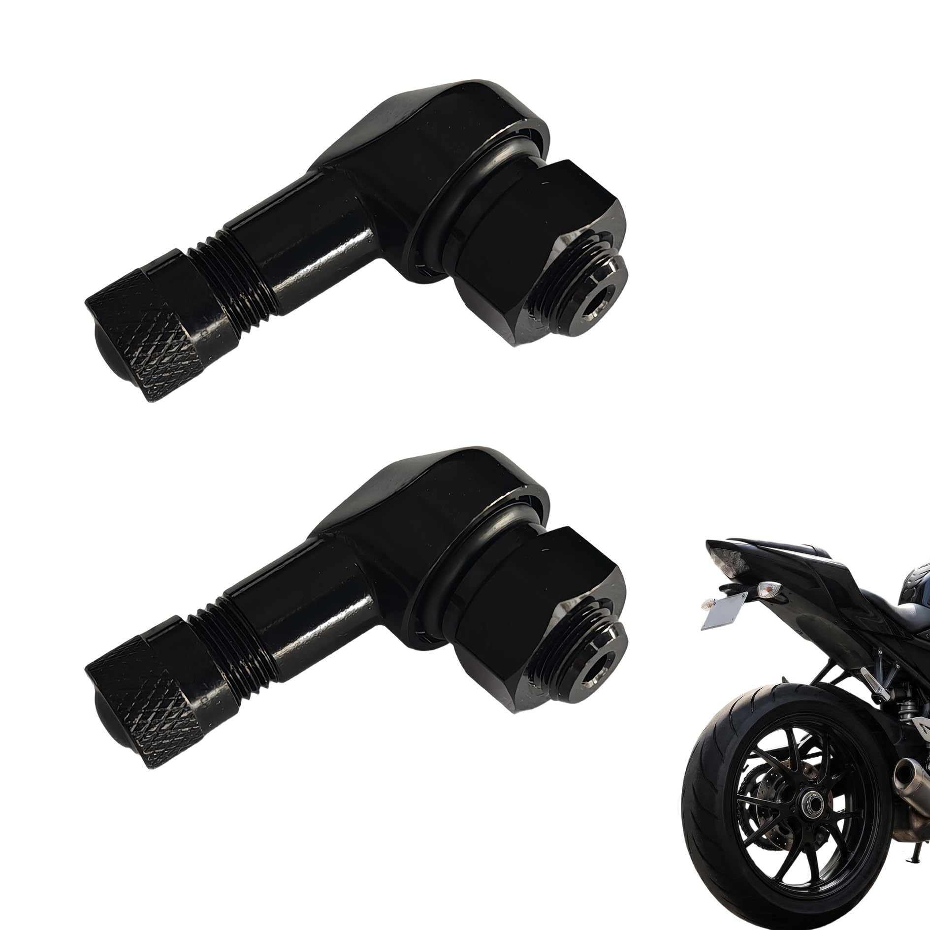 2 Pezzi Valvole Angolare per Motocicletta, Adattatore di Estensione Valvola 8,3 Mm per La Maggior Parte Pneumatici 90 Gradi per Pneumatici Moto Compatibili con Più Modelli
