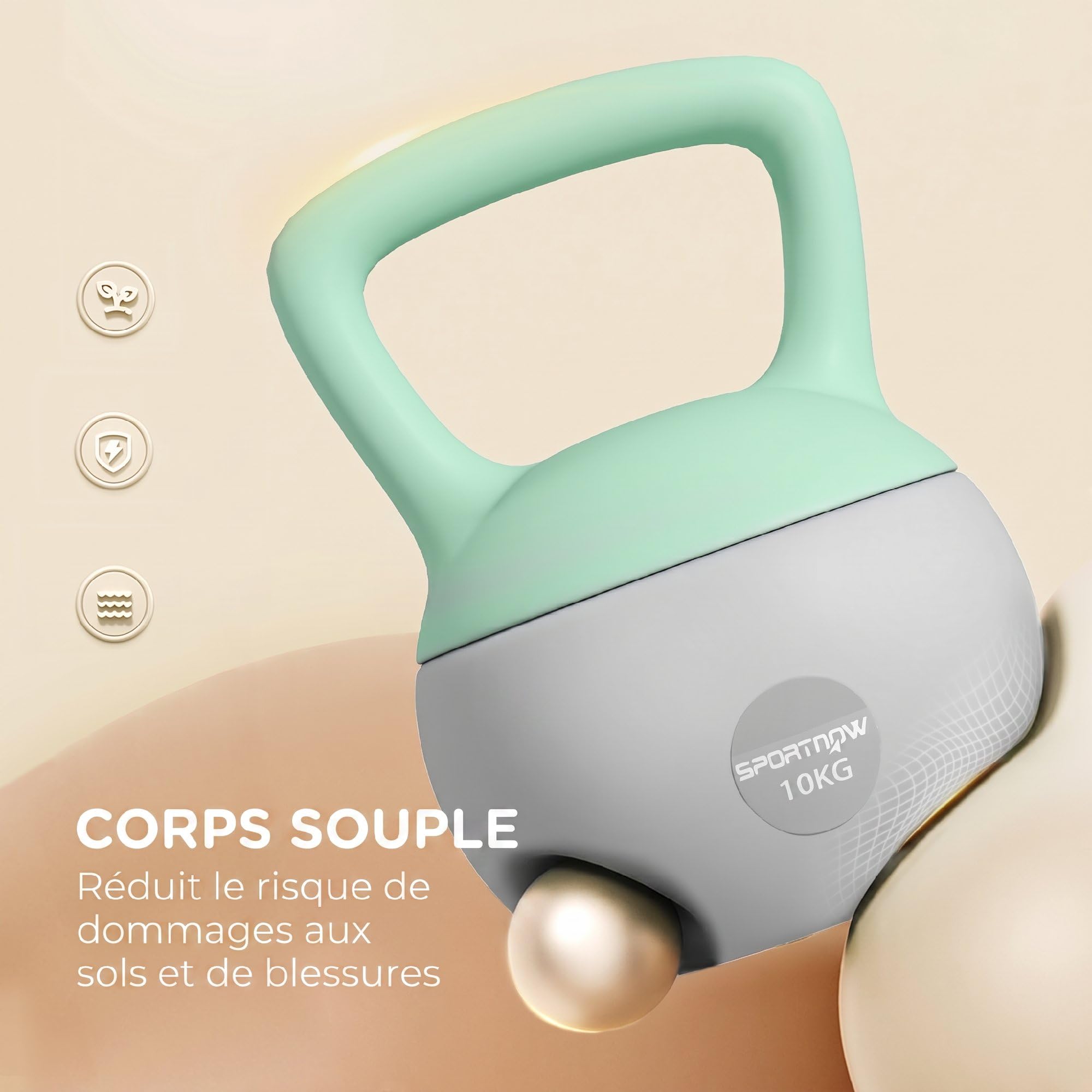 SPORTNOW 8kg Kettlebell Morbida con Manico Antiscivolo, Verde e Grigio | Kettlebell, Sollevamento Pesi, Allenamento della Forza