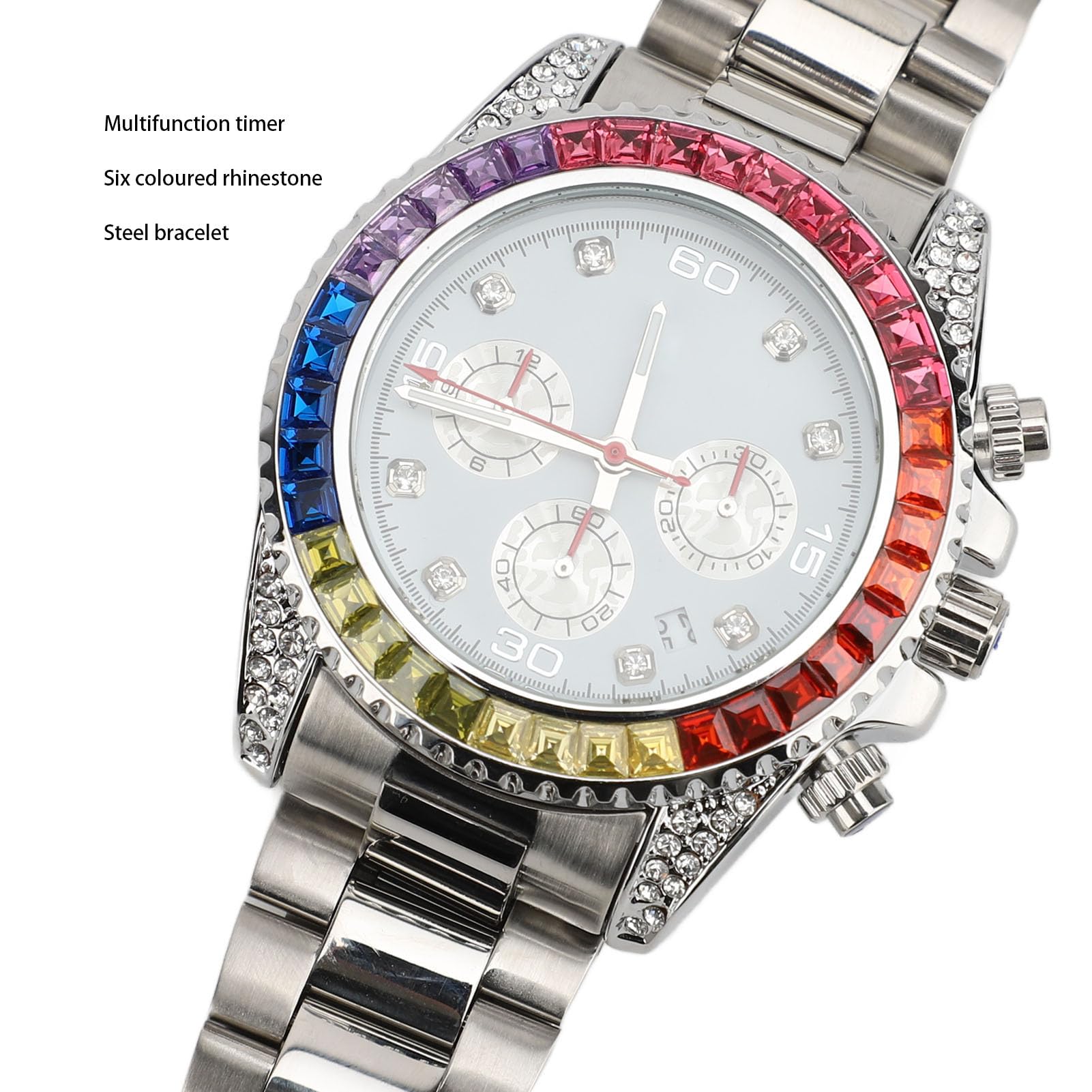 Reloj Cronógrafo de Acero Inoxidable a la Moda para Hombre, Elegante Reloj Analógico de Cuarzo Resistente Al Agua para Uso Informal de Negocios, Diseño Elegante