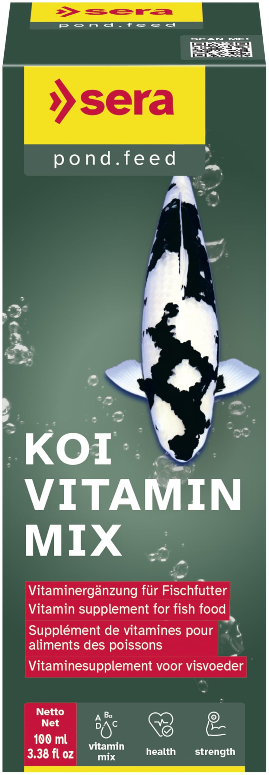 sera Koi Vitamina Mix 100 ml | Complemento multivitamínico para Peces Koi y Estanque | con Aceite de Krill y microalgas | Apoya Las defensas y la Salud | Fácil de Usar
