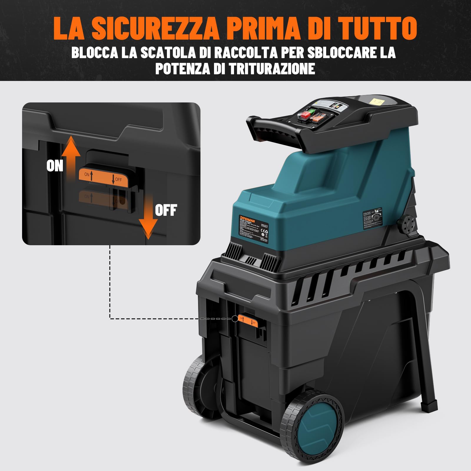 DOVAMAN GT10 Biotrituratore Elettrico 2800W 400Nm 88dB Rullo 6 Denti 45mm