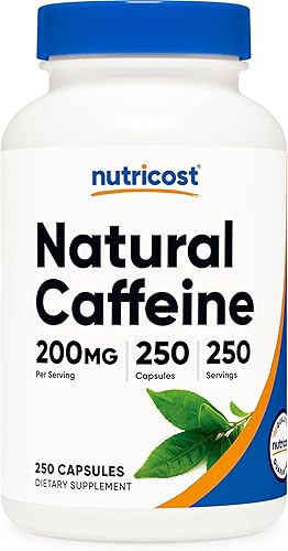 Nutricost Cafeína natural de 200 mg, 250 cápsulas vegetarianas, sin gluten, sin OMG