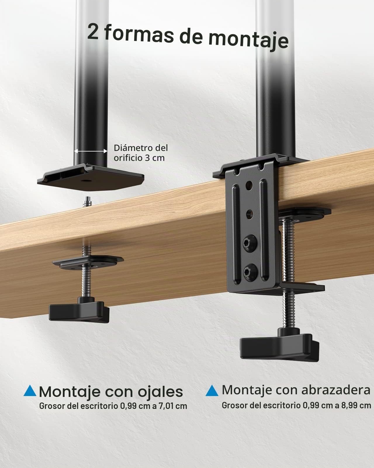 HUANUO Soporte de Monitor Dual para Pantallas de 13 a 30 Pulgadas, Brazo de Monitor Doble Ajustable con rotación giratoria de inclinación, 10 kg por Brazo, Soporte de Pantalla Doble para Montaje VESA
