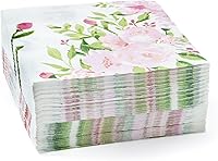 Vista 4 de Suministros de fiesta floral vintage, servilletas de papel blanco (6.5 x 6.5 pulgadas, paquete de 150)