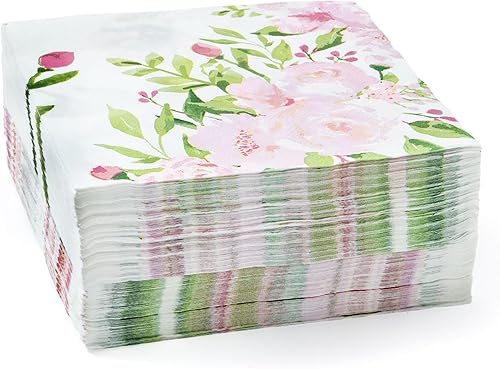 Miniatura 4 de Suministros de fiesta floral vintage, servilletas de papel blanco (6.5 x 6.5 pulgadas, paquete de 150)