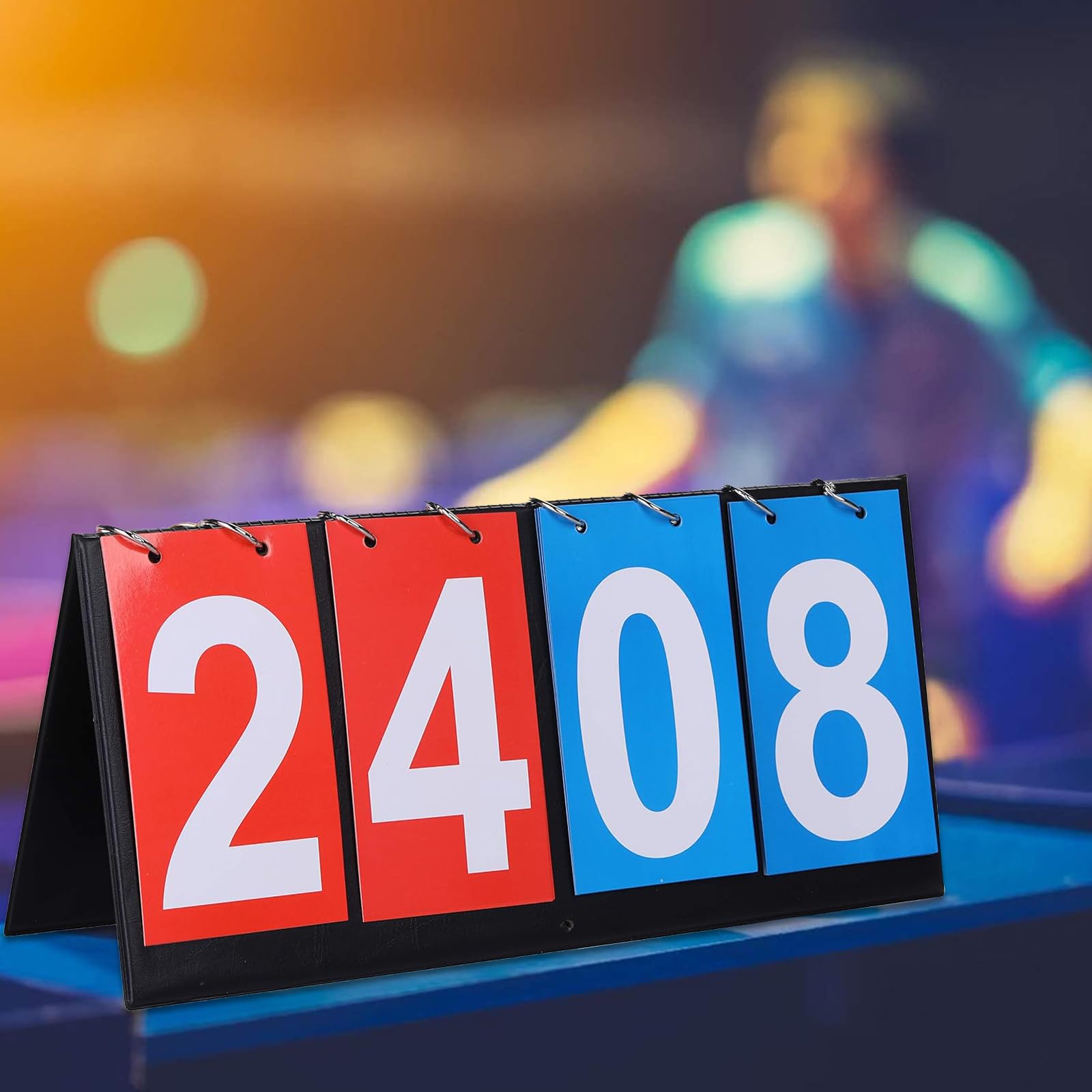 Marcador Deportivo Plegable Portátil 4 Dígitos, Marcador de Puntuación Flip para Baloncesto Fútbol Béisbol Tenis de Mesa