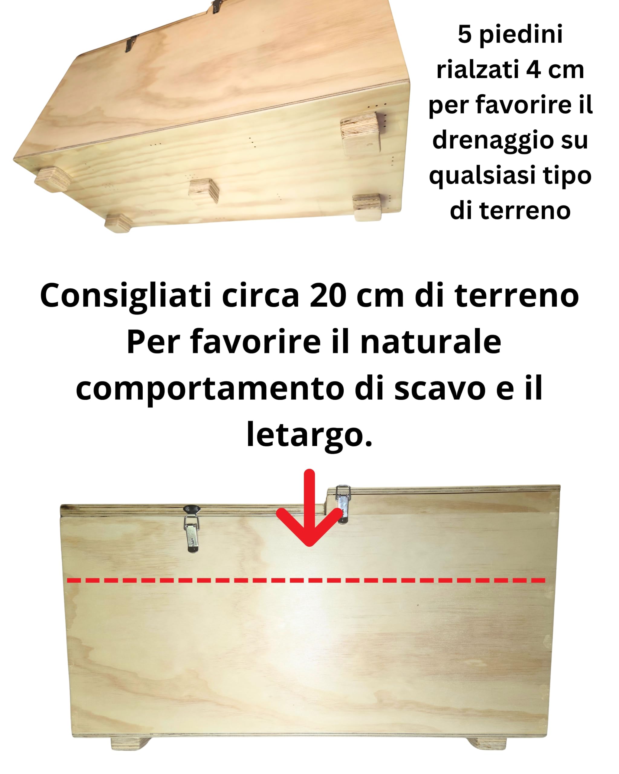Terrario Tartarughe Terra da Esterno, adatto al Letargo, Casetta per Tartarughe di Terra in Legno d'Abete Fenolico con Vernice Protettiva
