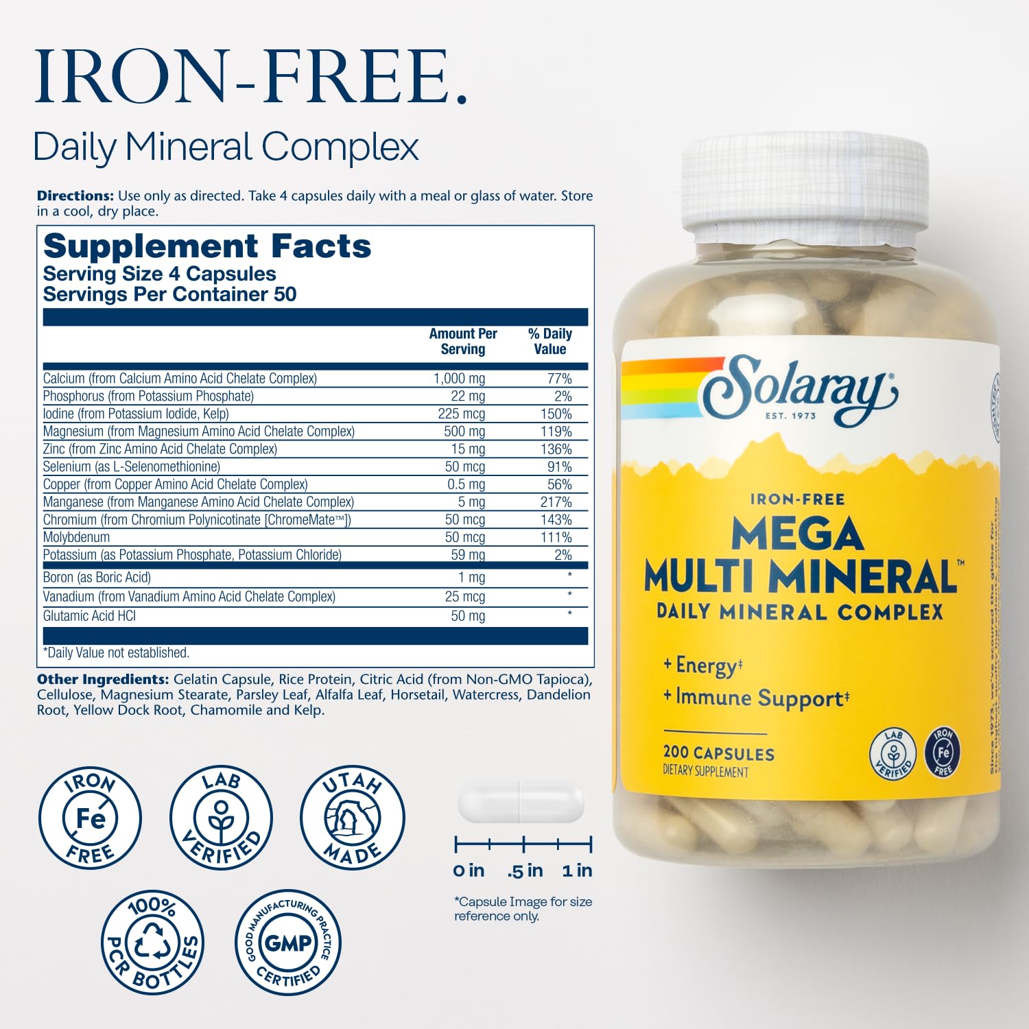 SOLARAY Mega Multi Mineral Iron Free — Amazon image 2