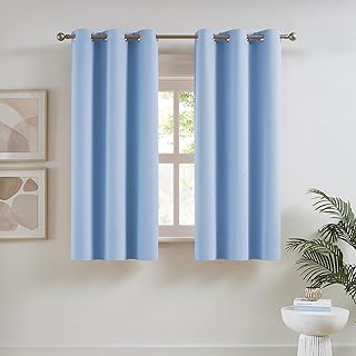 DUALIFE Cerulean Blue Blackout Curtains Light Blue- Baby Blue Room Darke...