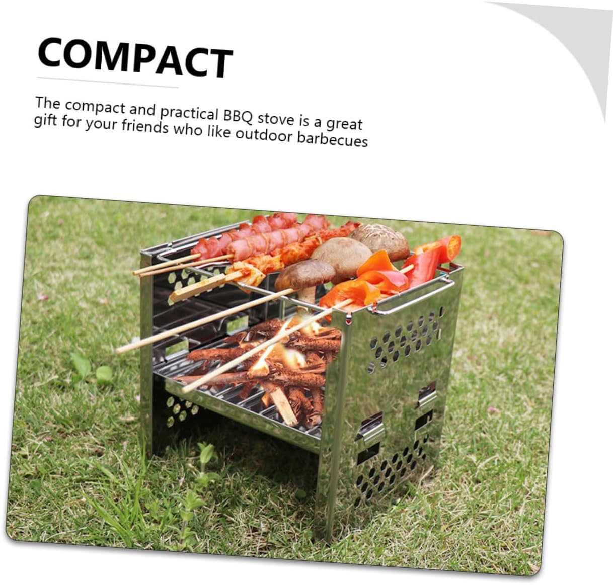 TOYANDONA Stainless Steel Adjustable Folding Barbecue Grill with Double-layer Charcoal Rack Portable Camping Bbq Stove for Outdoor Picnic and Hiking
