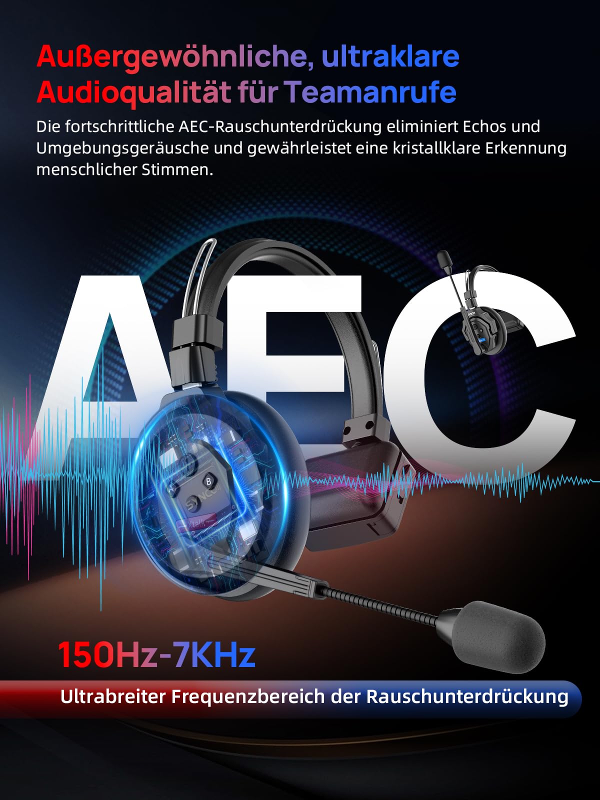 SYNCO XTALK X2 Wireless Intercom Headset, 2.4GHz Vollduplex Kommunikationssystem 350m Reichweite, ENC Geräuschunterdrückung für Film-Produktion, Boot, Outdoor-Sport & Event (2-User Set)