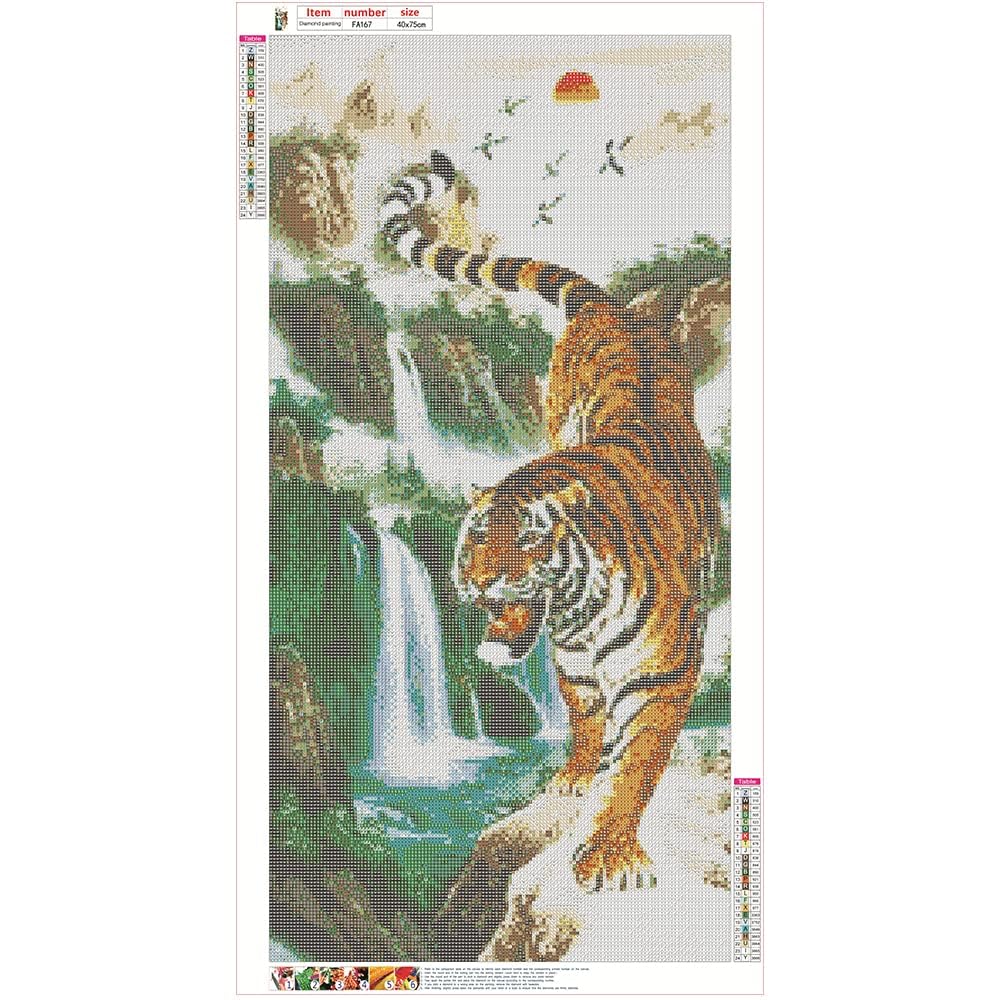 DCIDBEI Square 5d Diamond Painting Carré Carre Pierres Tigre 40x75cm DIY Diamant Peinture Kits Débutant Peinture Par Numéros Diamant Sur Toile Strass Mosaïque Photo Perle Diamant A Coller Artisanat