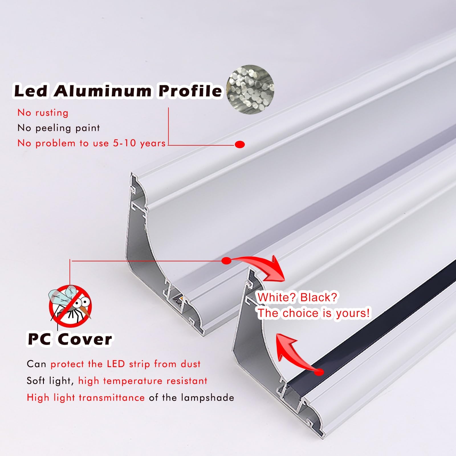 Strisce luminose a LED per soffitto soggiorno, profilo in alluminio canale LED con connettore angolare, lampada libera per soffitto luminoso - senza luci a LED, canale interno lineare (6 cm (2 2/5")